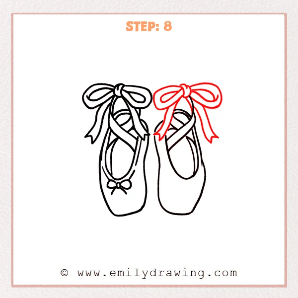 how to draw a ballet shoes - Step 8